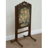 Regency mahogany brass inlaid screen, with retractable slides,