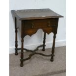 18th century style oak lowboy fitted with single drawer,