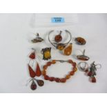 Amber and jewellery stamped 925 in one bag