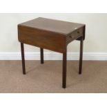 19th century mahogany drop leaf Pembroke table, two end drawers,