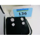 Two pairs cubic zirconia ear-rings stamped 925