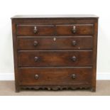 Early 19th century inlaid mahogany chest fitted with two short and three long drawers, W123cm,
