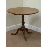 19th century mahogany pedestal table, circular tilt top,