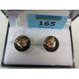 Pair of enamelled fox mask cuff-links stamped 925