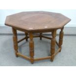 Late Victorian carved oak octagonal centre table,