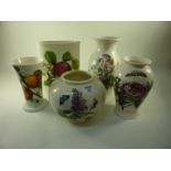 Five Portmeirion  vases H27cm diminishing