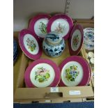 19th century Chinese blue and white ginger jar and a set of 12 plates with floral decoration