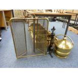 Brass coal bucket with lid,