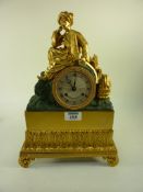 French Empire period ormolu mantle clock surmounted by the figure of a seated Ottoman H34cm