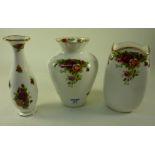 Royal Albert 'Old Country Roses' vase and two others (3)