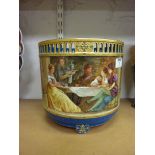 Early 20th century French jardiniere with hand painted decoration by L M & Cie H23cm with