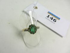 Emerald and diamond ring stamped 925