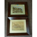 'Speke Hall Liverpool' & 'Alms Houses' two 19th century watercolours in heavy mahogany frames 42cm