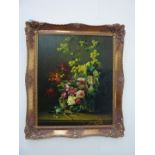 'Blooms' 20th century still life oil on board signed L,