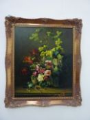 'Blooms' 20th century still life oil on board signed L,