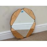 Art Deco period mirror with amber glass panels H42cm