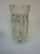19th Century clear cut crystal lustre with heavy prism drops 35cm