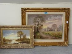 'Evening Walk' oil on canvas signed K Curtis and dated (19)'88 and another River View oil by the