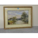 River Landscape, watercolour by Thomas Spinks (fl.