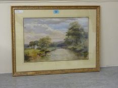 River Landscape, watercolour by Thomas Spinks (fl.