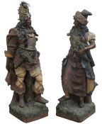 Pair of late 19th century Austrian painted terracotta figures of Siegfried and Brunhilda,