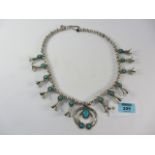 Mexican necklace set with turquoise stamped 925