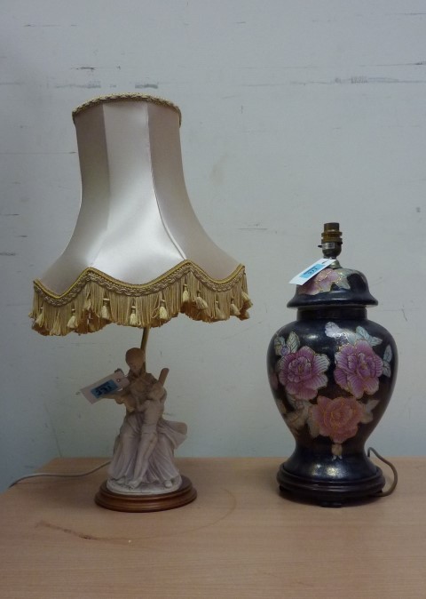 Oriental table lamp base and a figural lamp base
