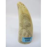 19th century scrimshaw whale's tooth H13.