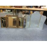 Two free standing triple dressing table mirrors