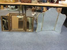 Two free standing triple dressing table mirrors