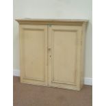 Painted pine cupboard enclosed by two doors, W115cm,