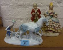 Gerold Porcelain model of a farmer ploughing with a pair of horses L18.