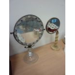 Early 20th century Halycon Days table mirror and another table mirror with glass stand