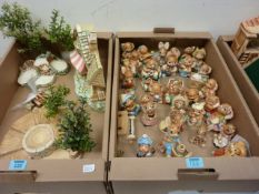 Collection of Pendelfin rabbits and display stands in two boxes