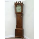 Early 19th century oak and mahogany banded longcase clock with inlaid details,