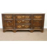 18th century oak dresser fitted with five drawers and two cupboards, W200cm,