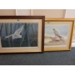 'Night Ghost Hunter' limited edition print signed P Cousins 1993 and 'Artic Prince - Gyr Falcon'