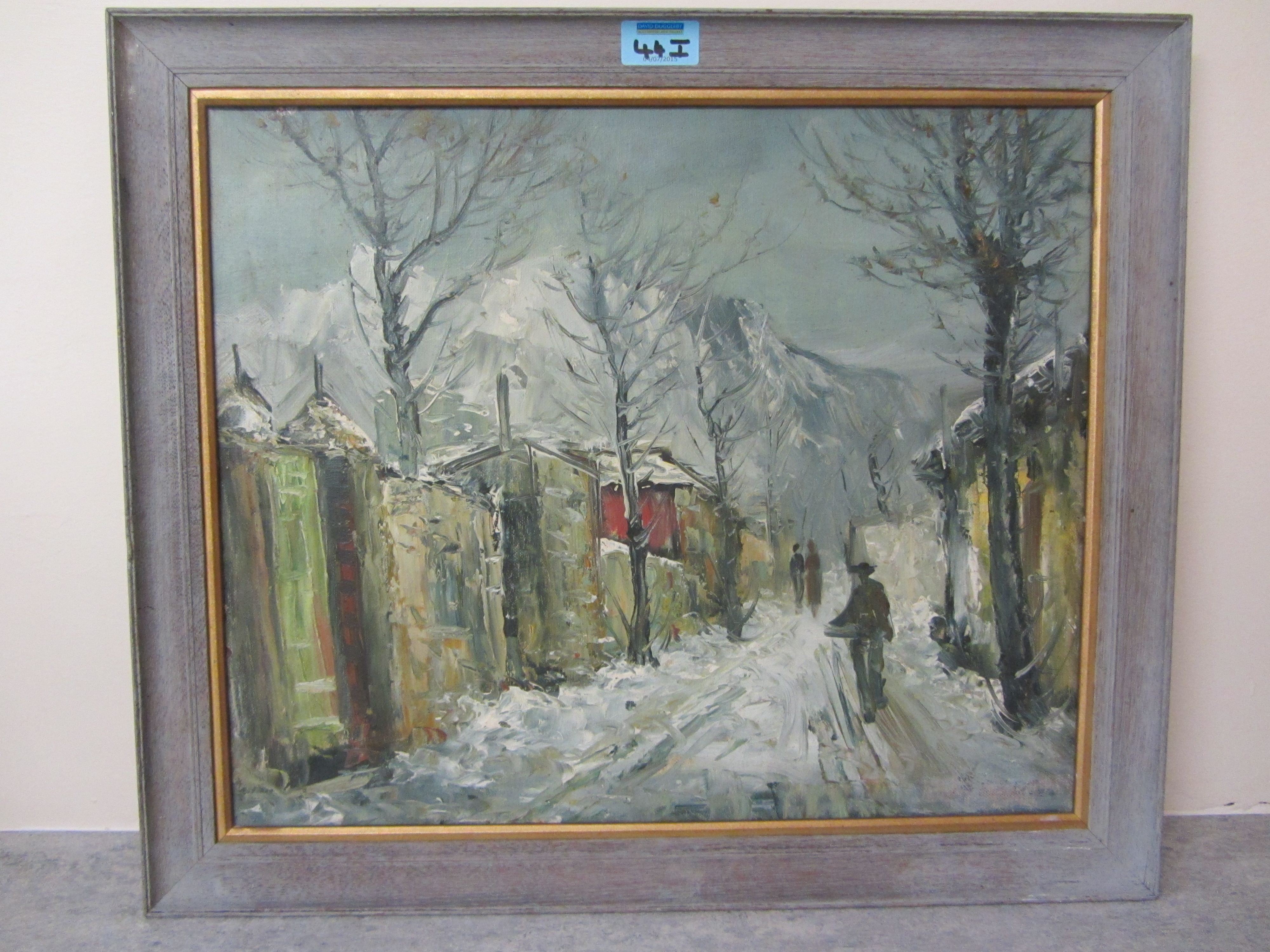 Figure on Snow Covered Path, oil on canvas,