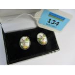 Pair of angling enamel cuff-links stamped 925