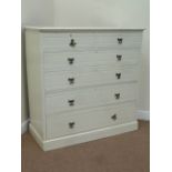 Edwardian painted oak chest fitted with two short and four long drawers, W122cm, D54cm,