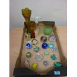 Caithness 'Noughts and Crosses' and 'Moonflower' paperweights,