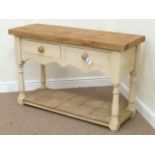 Traditional pine two drawer dresser with painted base,