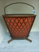 19th/20th century rosewood open fretwork basket with metal liner H39.