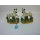 Pair early Victorian Staffordshire Zebra 12cm Condition Report VGC - no cracks, chips or restoation