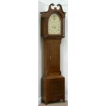 Early 19th century oak and mahogany banded longcase clock signed Ouston Scarborough,