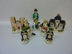Victorian Staffordshire figure of a Sportsman with his dog 18cm, two pairs of Turkish figures and