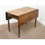 Early 19th century mahogany drop leaf Pembroke table, single frieze drawer,