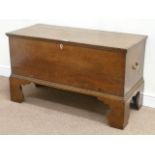 Georgian oak and mahogany banded blanket box with brass carrying handles,