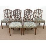 Set six (4+2) Edwardian mahogany Hepplewhite style dining chairs