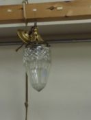 Early 20th century gilt brass and cut crystal centre light fitting H30cm approx